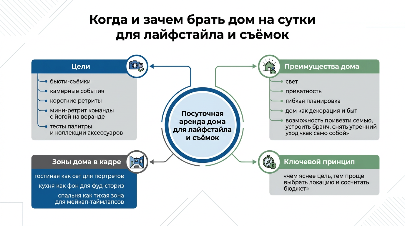 Когда и зачем брать дом на сутки для лайфстайла и съемок